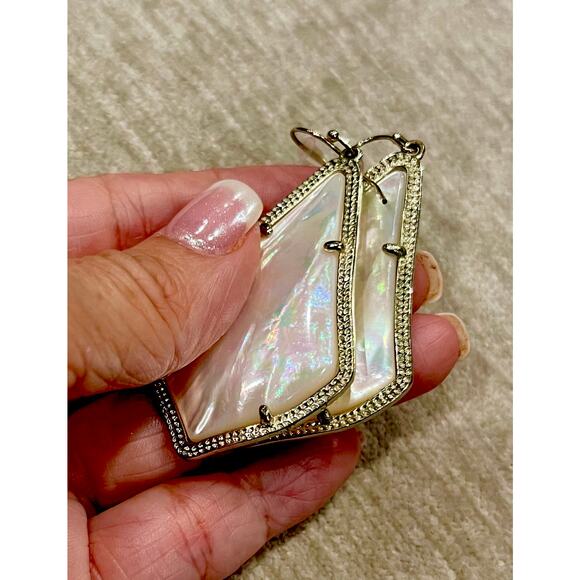 Kendra Scott Alexandra Large Mother of Pearl Drop Earrings in Gold Tone - Picture 10 of 11